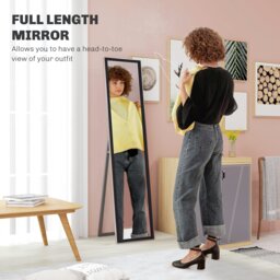 Rackhams Floor Mirror Wall Mounted Leaning Standing Mirror 37 x 157cm Black - thumbnail 3