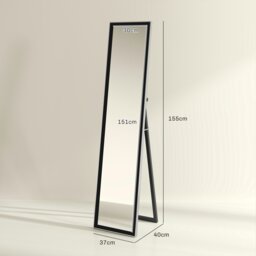 Rackhams Floor Mirror Wall Mounted Leaning Standing Mirror 37 x 157cm Black - thumbnail 5