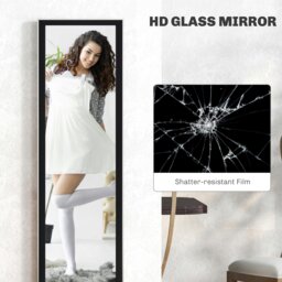 Rackhams Floor Mirror Wall Mounted Leaning Standing Mirror 37 x 157cm Black - thumbnail 4