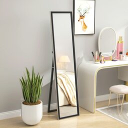 Rackhams Floor Mirror Wall Mounted Leaning Standing Mirror 37 x 157cm Black - thumbnail 1