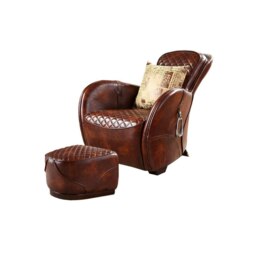 Rackhams Saddle Chair And Footstool, Loft Style, Oil Wax Leather - Brown - thumbnail 2