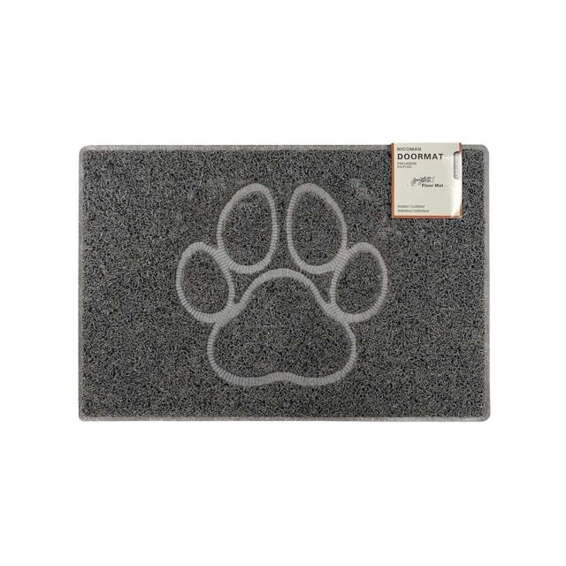 Rackhams Paw Small Embossed Doormat in Grey - Grey - Vinyl - 1 - image 1
