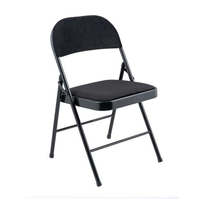 Rackhams Premium Metal Velvet Folding Chair - (4 x Chairs - Black) - image 1