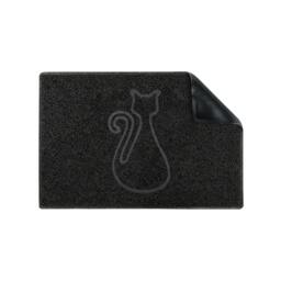 Rackhams Cat Small Embossed Doormat in Black - Black - Small - thumbnail 2