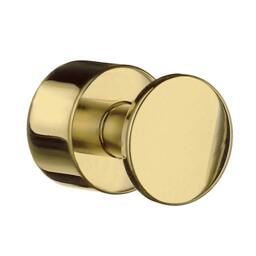 Rackhams Pair of Polished Brass Towel Hooks (19mm) Wall Mounted Bathroom Storage Round Robe Hooks Clothes Hanger Coat Peg