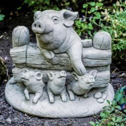 Rackhams Pig Family Stone Cast Garden Ornament Stoneware Statues