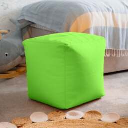 Rackhams Waterproof Cube Indoor Outdoor Bean Bag Foot Stool Pouffe - Light Green - thumbnail 1