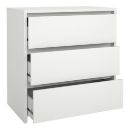 Rackhams Next Chest of 3 Drawers in White - White - Matt - Melamine - thumbnail 5