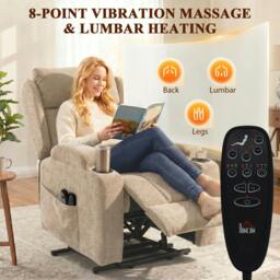 Rackhams Power Recliner Chair w/ Massage and Heat, Electric Lift Chair - Brown - thumbnail 4