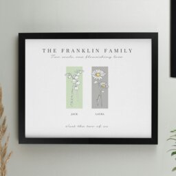 Rackhams Personalised Birth Flower Family of 2 Black Framed Print - thumbnail 1