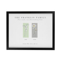 Rackhams Personalised Birth Flower Family of 2 Black Framed Print - thumbnail 4