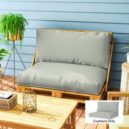 Rackhams 2 Seat Pallet Cushions 20cm Thick Outdoor Seat Pads, Black - Light Grey - Polyester, PP Cotton - 120L x 80W x 20H cm - thumbnail 1