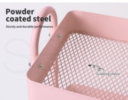 Rackhams 3 Tiers Kitchen Trolley Cart Steel Storage Rack Shelf Organiser Pink - thumbnail 6