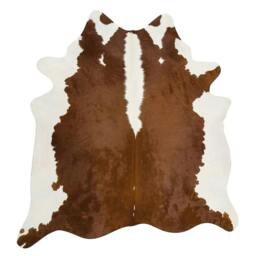 Rackhams Cowhide Leather Rug - Brown/White - Brown/White - M - 100% Leather