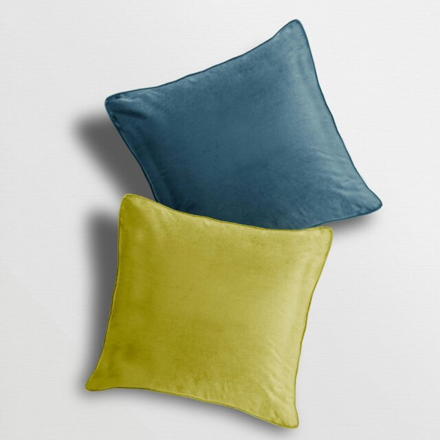 Rackhams Matte Velvet Soft Plain Reversible Scatter Cushion - 43cm x 43cm - Blue Ochre - image 1