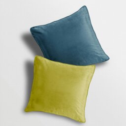 Rackhams Matte Velvet Soft Plain Reversible Scatter Cushion - 43cm x 43cm - Blue Ochre