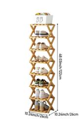 Rackhams 9 Tier Bamboo Folding Shoe Rack Shoe Storage Organiser - Natural - Natural - L - thumbnail 3