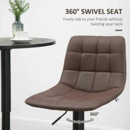 Rackhams Adjustable Bar Stools Set of 2, Swivel PU Leather Upholstered Barstools with Tufted Seat and Back, Breakfast Bar Chairs for Kitchen Counter, Brown - thumbnail 4