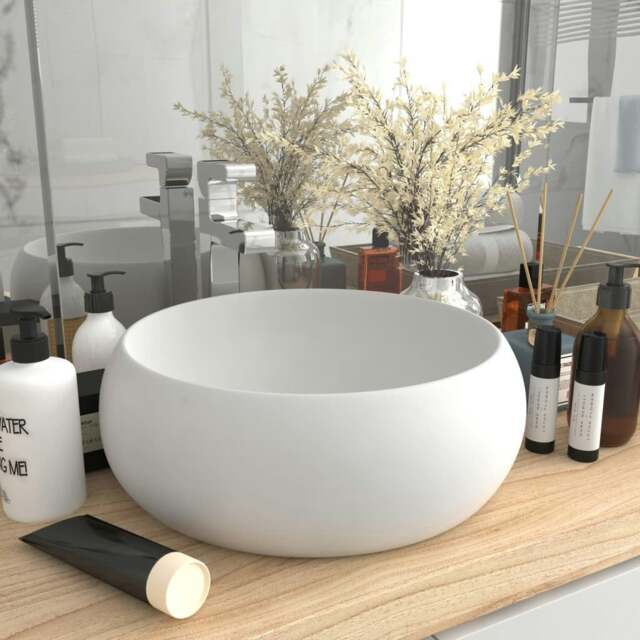 Rackhams Luxury Wash Basin Round Matt White 40x15 cm Ceramic