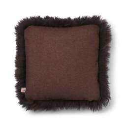Rackhams Long-Wool Sheepskin Cushion - 52x52 cm - Beige/Linen - thumbnail 4