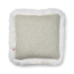 Rackhams Long-Wool Sheepskin Cushion - 52x52 cm - Beige/Linen - thumbnail 3