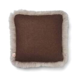 Rackhams Long-Wool Sheepskin Cushion - 52x52 cm - Beige/Linen - thumbnail 5