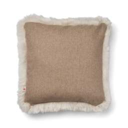 Rackhams Long-Wool Sheepskin Cushion - 52x52 cm - Beige/Linen - thumbnail 1