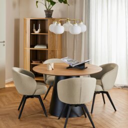 Rackhams Soli Round Dining Table in Oak/Black 120x75cm - Black - No - Brown - thumbnail 3