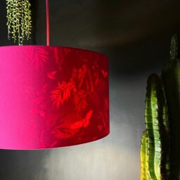 "Rackhams Carbon Deadly Night Shade Silhouette Lampshade in Pomegranate - Ceiling Pendant / Arc Lamp - 30cm diameter x 25cm Height (12"" x 10"")" - thumbnail 2