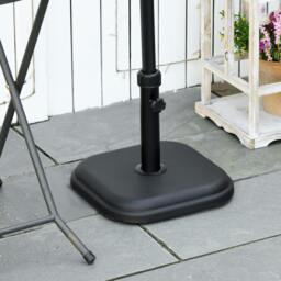 Rackhams 11kg Concrete Garden Parasol Base Holder, Square Outdoor Table Umbrella Stand Weight, Black - thumbnail 1