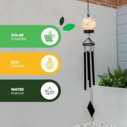 Rackhams Solar Wind Chime – Crackle Ball LED Hanging Light - thumbnail 4