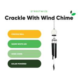 Rackhams Solar Wind Chime – Crackle Ball LED Hanging Light - thumbnail 5