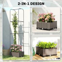 Rackhams Raised Garden Bed with Trellis and Drainage Holes, Drain Plugs - thumbnail 4