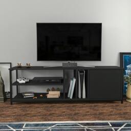 "Rackhams Oneida Modern Tv Stand TV Cabinet for TV's up to 72"" - Black Anthracite" - thumbnail 1