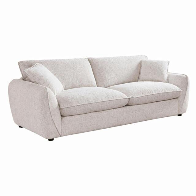 Rackhams Berti Beige or Grey Fabric 3 Seater Sofa - Beige - image 1