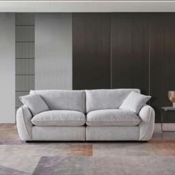 Rackhams Berti Beige or Grey Fabric 3 Seater Sofa - Beige - thumbnail 4