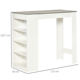 Rackhams Bar Table Coffee Table Kitchen Dining Table with 4-Tier Shelf Grey - Beige - thumbnail 6