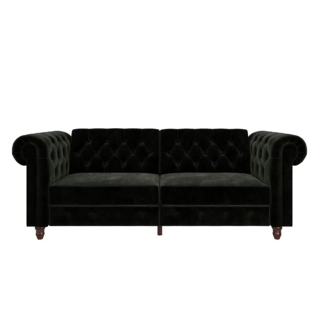 Rackhams Felix Chesterfield 3 Seater Sofa Bed in Velvet Black - Black - image 1