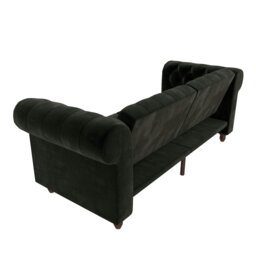 Rackhams Felix Chesterfield 3 Seater Sofa Bed in Velvet Black - Black - thumbnail 4