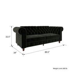 Rackhams Felix Chesterfield 3 Seater Sofa Bed in Velvet Black - Black - thumbnail 5