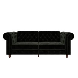 Rackhams Felix Chesterfield 3 Seater Sofa Bed in Velvet Black - Black