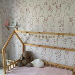 Rackhams Nursery Bunnies 4 Lane Repeatable Wallpaper Mural 200 x 285cm, Neutral Terracotta - thumbnail 1