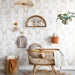 Rackhams Nursery Bunnies 4 Lane Repeatable Wallpaper Mural 200 x 285cm, Neutral Terracotta - thumbnail 3