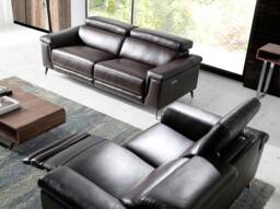Rackhams Relax sofa in chocolate brown leather 6050/6051 - 215 x 103 x 99 - 3 - thumbnail 2