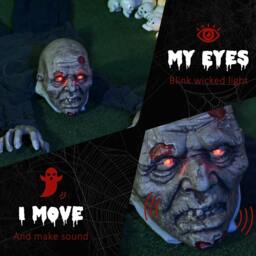 Rackhams 5.2ft Life Size Outdoor Halloween Decoration Crawling Zombie, Animated Prop Decor with Sound and Motion Activated, Light Up Eyes, Howling Sound - thumbnail 5