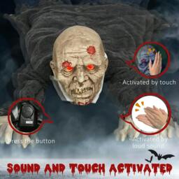 Rackhams 5.2ft Life Size Outdoor Halloween Decoration Crawling Zombie, Animated Prop Decor with Sound and Motion Activated, Light Up Eyes, Howling Sound - thumbnail 6