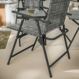 Rackhams Set of 4 Foldable Mesh Garden Bistro Furniture Set Grey - thumbnail 2