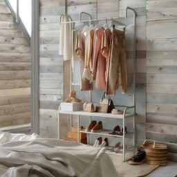 Rackhams Industrial Hall Tree Coat Rack Stand With Shoe Storage Shelves White - thumbnail 5
