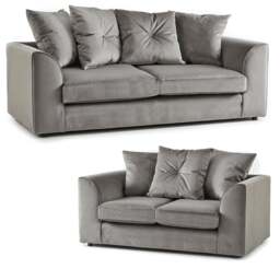 Rackhams Fernando Plush Velvet Fabric Sofa Suite - Blue - thumbnail 4