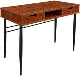 Rackhams Kenora Home Office Study Ergonomic Desk Table Workstation with Drawers Walnut Black